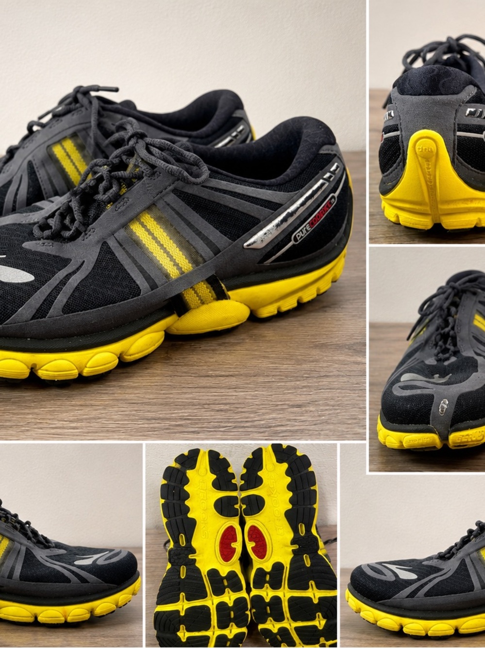 Brooks PureCandence Men’s Running Shors Size 10.5 D Black Yellow
